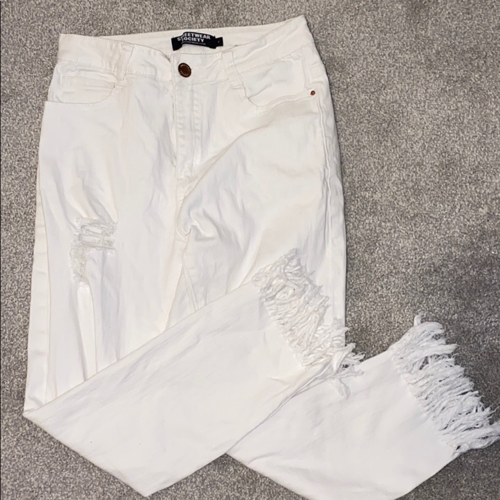 White ripped jeans
